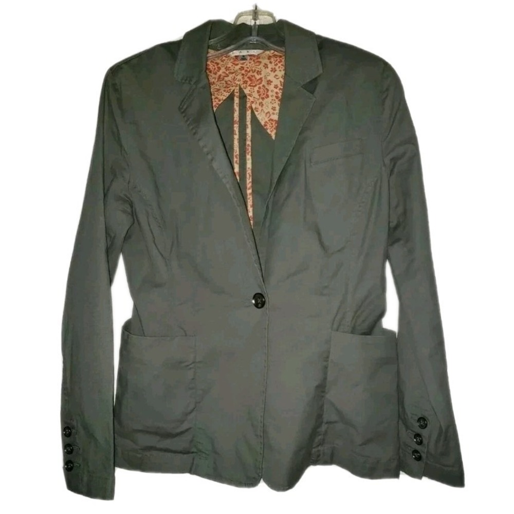 CAbi‎ Jacket Blazer Military Green Single Breasted Grunge Stretch Women's Size S